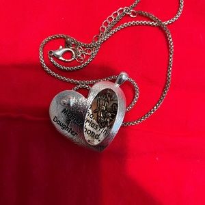 Mom/daughter Heart necklace in gold and Silver. With message in side